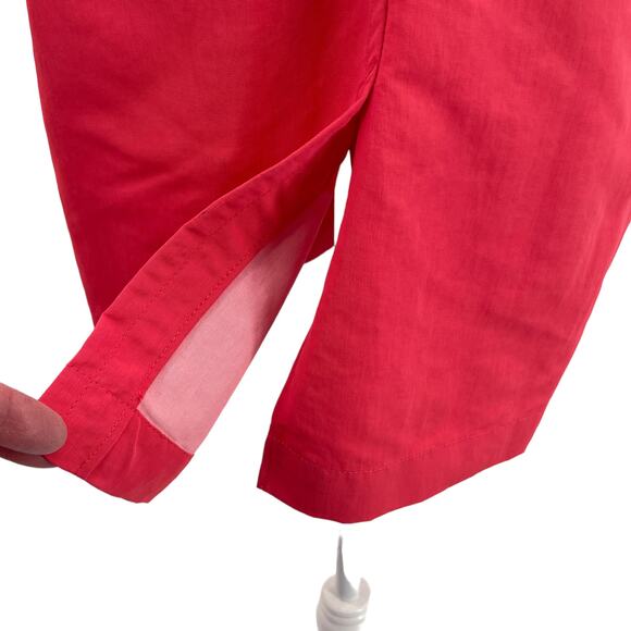 J. Crew Coral Nylon Button Front Flap Pockets Boxy Rain Jacket Women Sz L - Picture 6 of 9